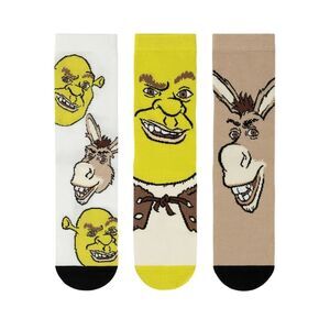 Shrek Unisex Adult Assorted Designs Calf-Length Socks (Pack of 3) / Multicolored